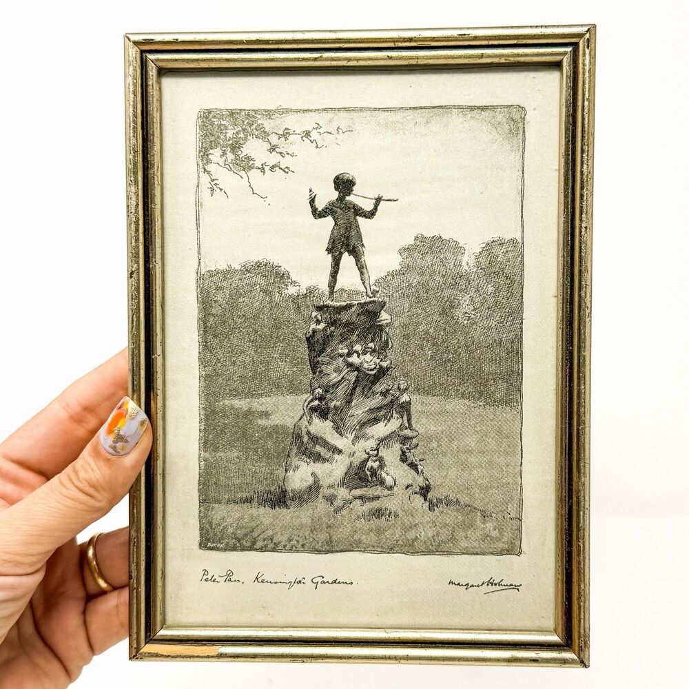 Vintage Margaret Tarrant Peter Pan Kensington Gardens Framed Print London